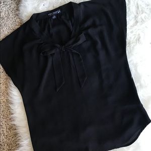 Black Tie Front Blouse